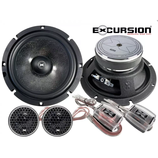 Excursion PX-6C  2-drożny zestaw głośnikowy SQ: 2 tweetery 26mm, 2 woofery 165mm, 4 zwrotnice pasywne - 2ohm, 120/300W, 88dB, 100-30000Hz, głębokość 6